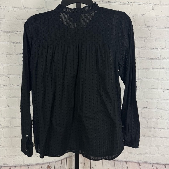 Point Sur Black Swiss Dot Long Sleeve Button Down Blouse Size 4 - Picture 6 of 7